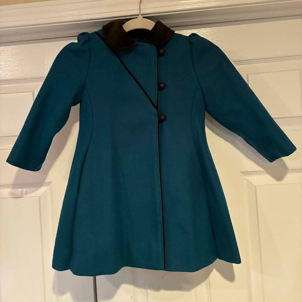 Gorgeous Rothschild Teal Wool Velvet Coat